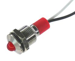OSHINO LAMPS PL10SL116 LED Panel Mount Indicator, 625nm, 140 deg, Red, 240 V, 10 mm, 20 mA, 1 cd, IP67