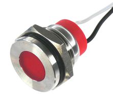 OSHINO LAMPS PL16SL016 LED Panel Mount Indicator, 625nm, 110 deg, Red, 240 V, 16 mm, 20 mA, 860 mcd, IP67