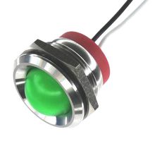 OSHINO LAMPS PL22SL126 LED Panel Mount Indicator, 520nm, 110 deg, Green, 240 V, 22 mm, 20 mA, 1.8 cd, IP67
