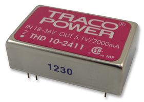TRACO POWER THD 10-2411 Isolated Through Hole DC/DC Converter, ITE, DIP, 2:1, 10 W, 1 Output, 5.1 V