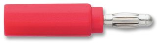 POMONA 6728-2 Banana Test Connector, 4mm, Plug, Receptacle, 20 A, 600 V, Nickel Plated Contacts, Red