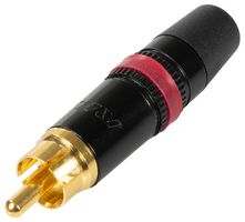 REAN NYS373-2 RCA (Phono) Audio / Video Connector, 2 Contacts, Plug, Gold Plated Contacts, Metal Body, Black