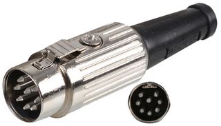 DELTRON COMPONENTS 590-0800 DIN Audio / Video Connector, Locking, 8 Contacts, Plug, Cable Mount, Solder, Silver Plated Contacts