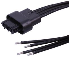 MOLEX 216621-1041 Cable Assembly, Squba Receptacle to Free End, 4 Ways, 3.6 mm, 1 Row, 150 mm, 5.9 "