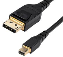 STARTECH DP14MDPMM2MB Audio / Video Cable Assembly, Mini DisplayPort Plug, DisplayPort Plug, 6.6 ft, 2 m, Black