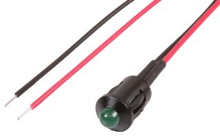 CML INNOVATIVE TECHNOLOGIES T000219 LED Panel Mount Indicator, Snap-in, Green, 12 VDC, 8 mm, Not Rated