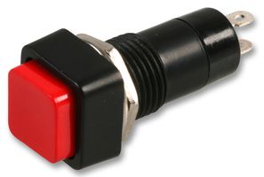 MULTICOMP PRO MCPS23B-3 Pushbutton Switch, 12 mm, SPST, (On)-Off, Square Raised, Red