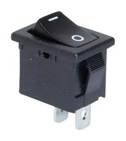 E-SWITCH R1966ABLKBLKGF. ROCKER SWITCH, SPST, 15A, 125VAC, BLACK