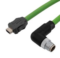 L-COM TRGIX621PU-GRN-3F ENET CABLE, IX TYPE A PLUG-R/A M12 PLUG