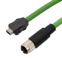 L-COM TRGIX623PU-GRN-10F ENET CABLE, IX TYPE A PLUG-8POS M12 RCPT
