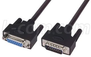 L-COM CSMUZ15MF-15 CABLE ASSEMBLY, DB15 MALE / FEMALE, 15FT