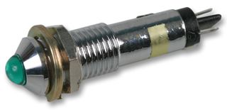 DIALIGHT 607-1212-330F PANEL INDICATOR, GREEN, 12VDC, 7.2MM
