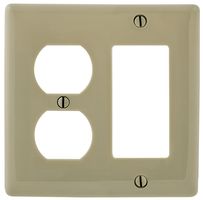 HUBBELL WIRING DEVICES NP826I WALL PLATE, 2 GANG, 1 DUPLEX, IVORY