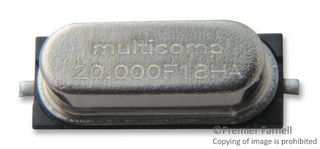 MULTICOMP PRO MCRSD20000F183000RR CRYSTAL, 20MHZ, 18PF, 11.4 X 4.7MM