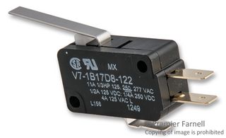 HONEYWELL V7-1B17D8-122 MICRO SW, STRAIGHT LEVER, SPDT, 11A 277V