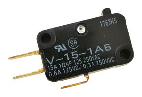 OMRON ELECTRONIC COMPONENTS V-15-1A5 MICROSWITCH, PIN PLUNGER, SPDT 15A 250V
