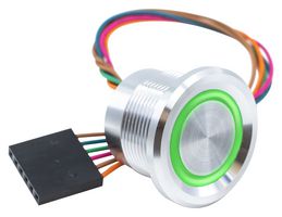 E-SWITCH PZ4M2CRRW150. ANTI VANDAL SW, 1A, 24VDC, WIRE LEAD/RGB