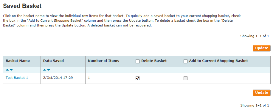 deleting basket